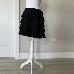 5/48 Black Mini Skater Skirt with Tiered Layers